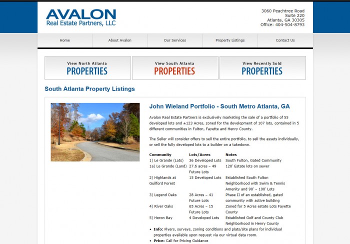 Avalon Real Estate Partners Website