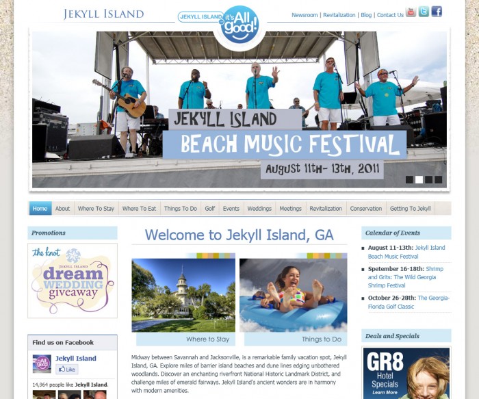 Jekyll Island Website Homepage